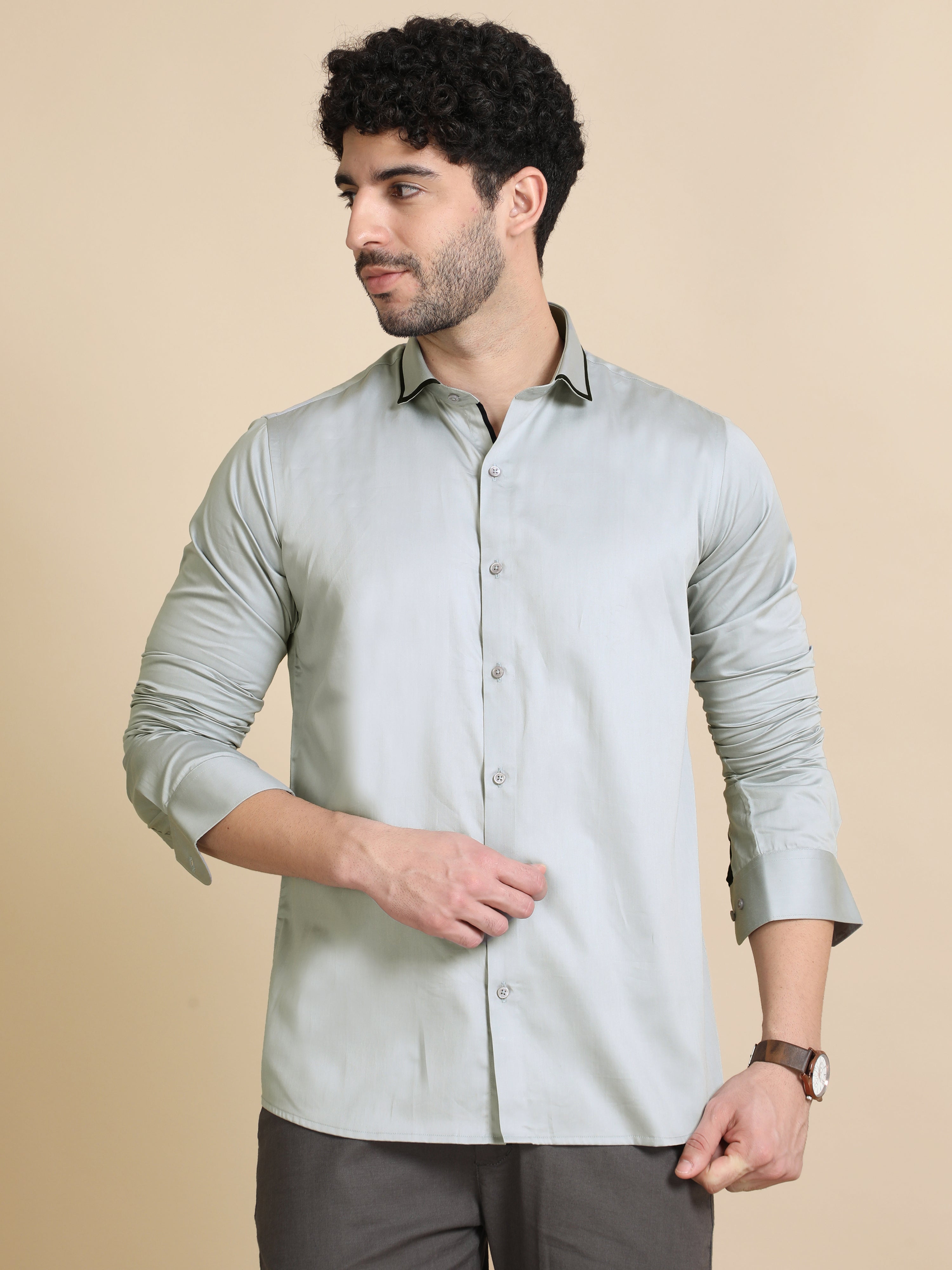 Bespoke Slate Grey Luxury Shirt – Modaman - Main Image