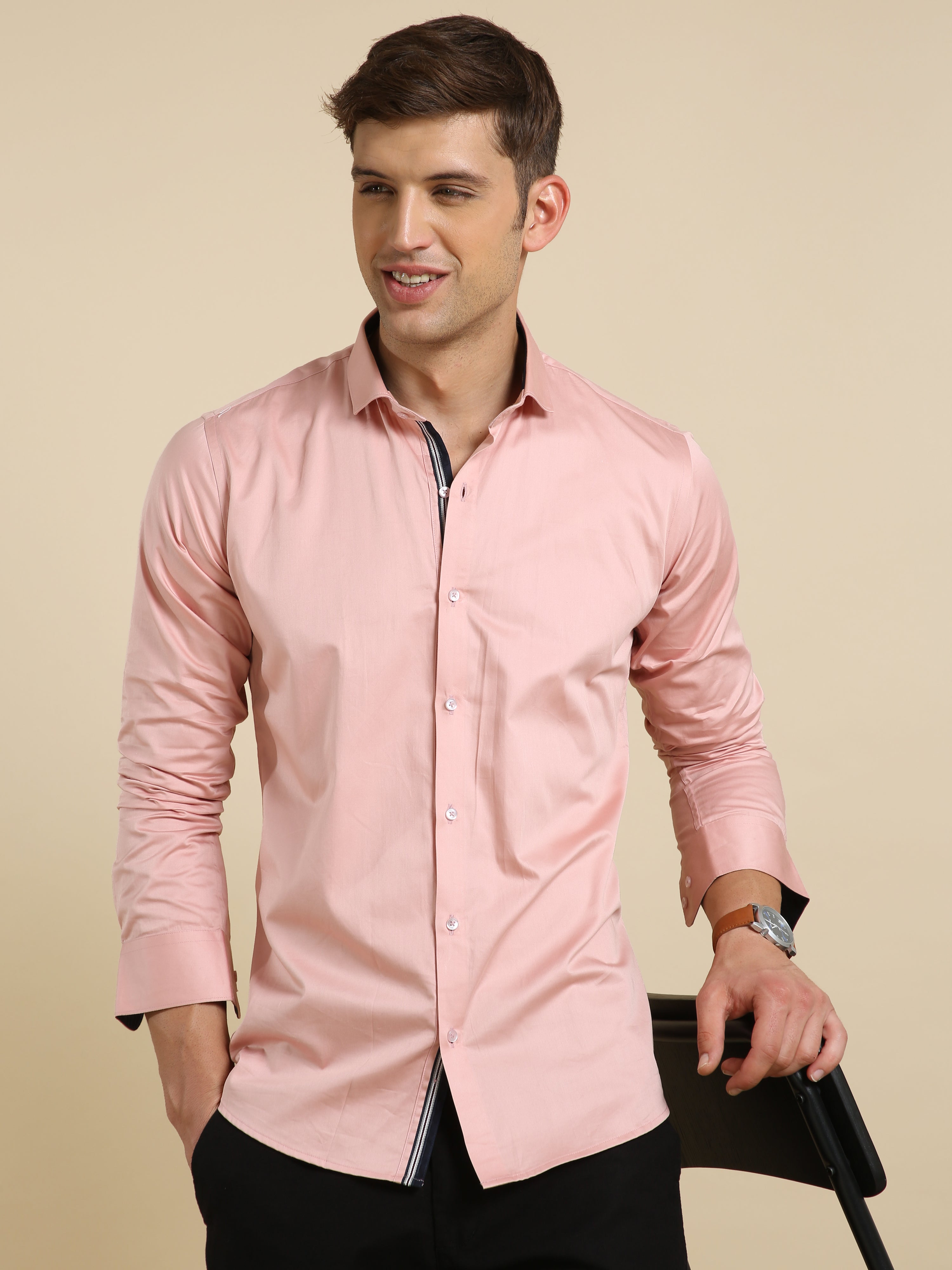 Plain Pink Men's Shirts